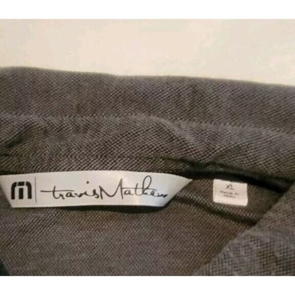 TRAVIS MATHEWS POLO SHIRT MENS SIZE XL GOLF GRAY STRIPED EMBROIDED LOGO EUC! - Picture 5 of 5
